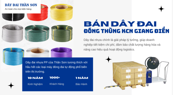Dây đai đóng thùng, đai kiện hàng KCN Giang Điền